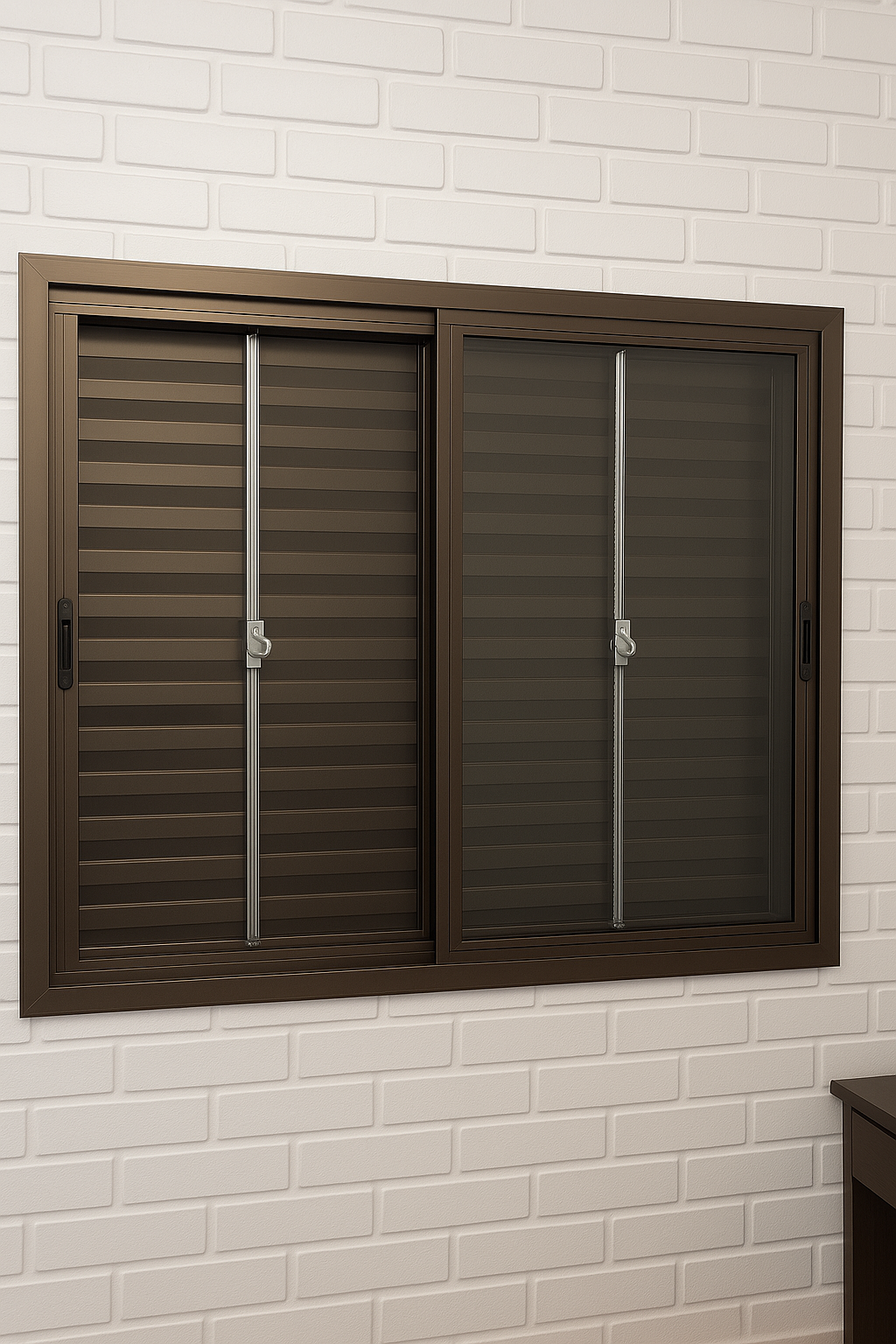 Janela Bronze com Cremalheira